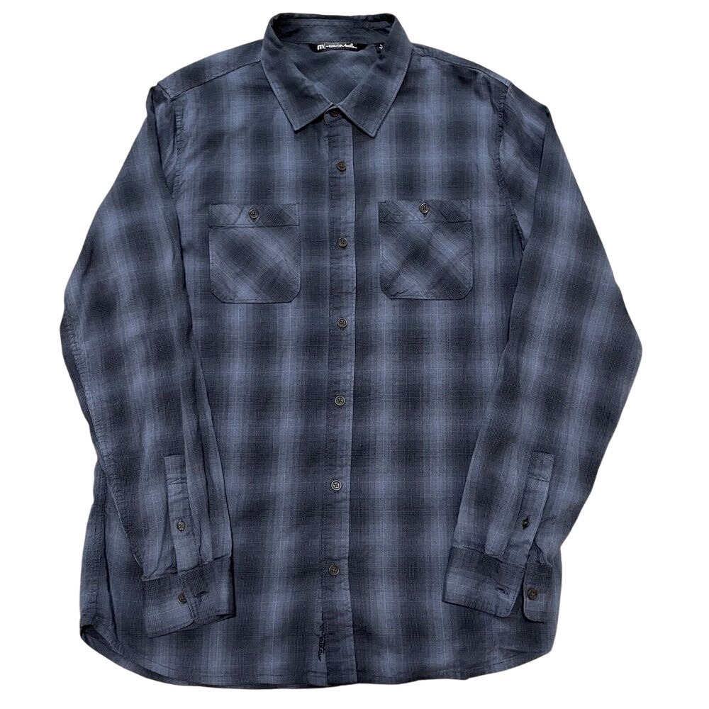 Travis Mathew Button Down Shirt Men Lg Grey Black Plaid Long Sleeve Golf Preppy - Picture 3 of 7